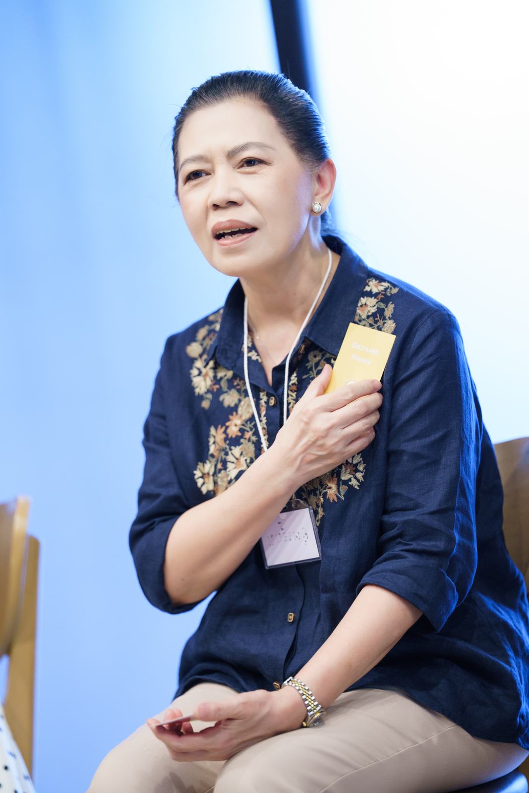 ผู้เข้าร่วมเวิร์คชอปพูดอย่างมั่นใจ